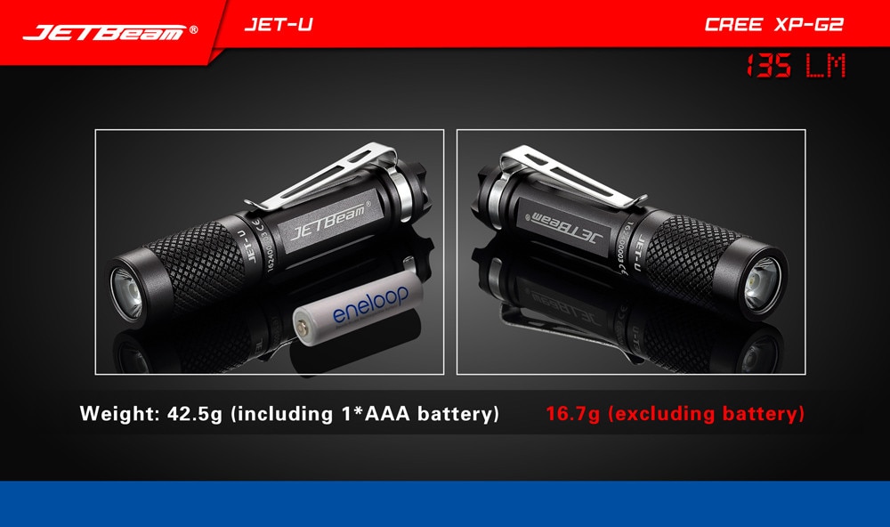 JETbeam JET U(JET ) XP G2 135LM Mini Portable Waterproof LED Flashlight Torch Latarka Handheld Linterna telescopic baton