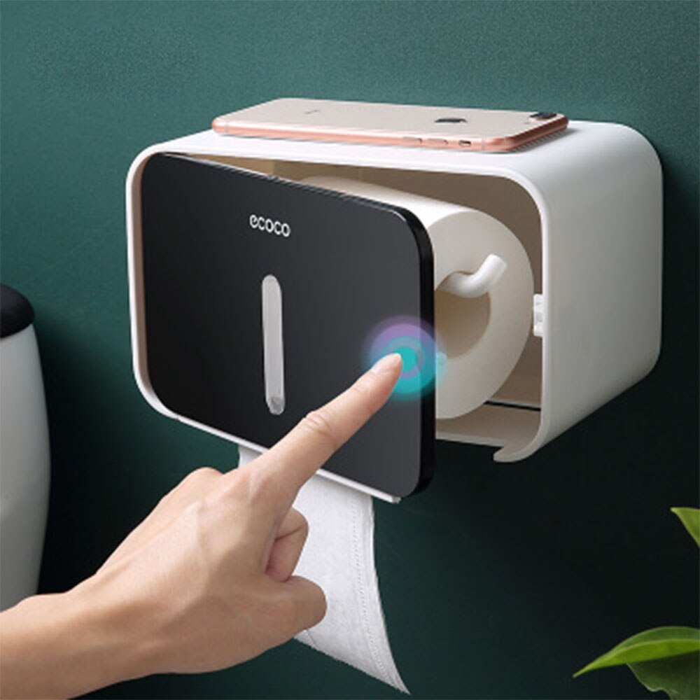 Toilet Paper Holder Towel Wall Mounted Storage Box Bathroom Accessories Tray Roll Tube Punch-Free Double-Layer