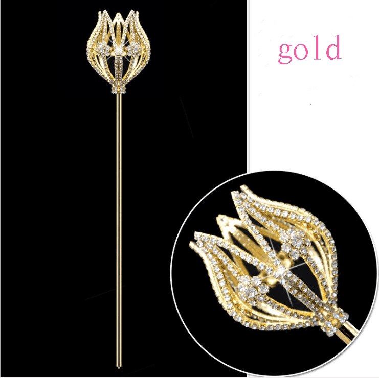 Cetro-varita mágica de tulipán, Cetro de loto, Princesa, diamantes de imitación para boda, disfraz, , Festival, accesorios, reina: gold
