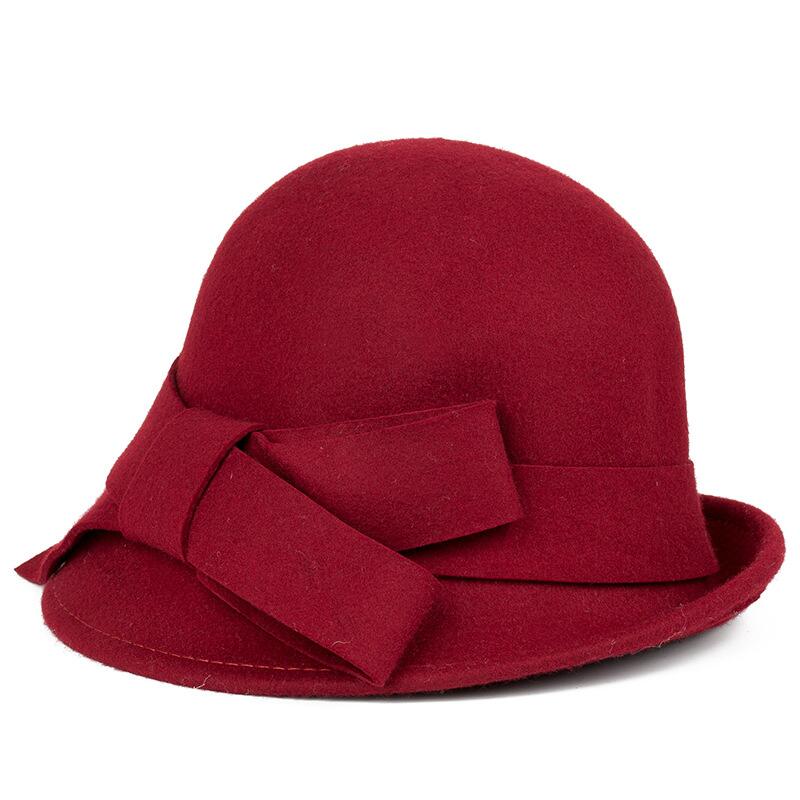 Nye 100%  ull europa england høst vinter dame fedora caps årgang sol hattemaker til kvinne dame avlet brem ull filt buehatt: 3