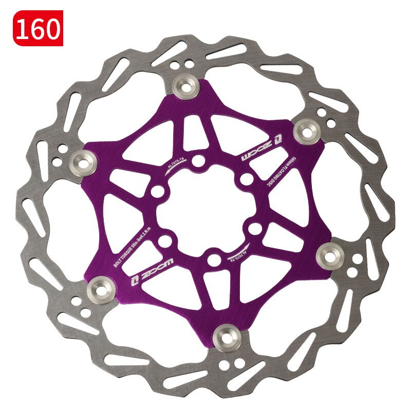 Zoom Bicycle Disc Brake MTB Brake Float Floating Disc Rotors 160mm 180mm 203mm Hydraulic Brake Pads Float Rotors Bicycle Parts: purple 160mm
