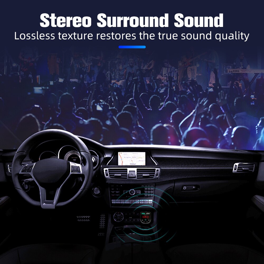 Auto Bluetooth 5,0 MP3 Spieler Auto Ladegerät Bluetooth Empfänger U Festplatte Dual USB Schnelle Ladung Freisprecheinrichtung Audio- Empfänger Auto Zubehör