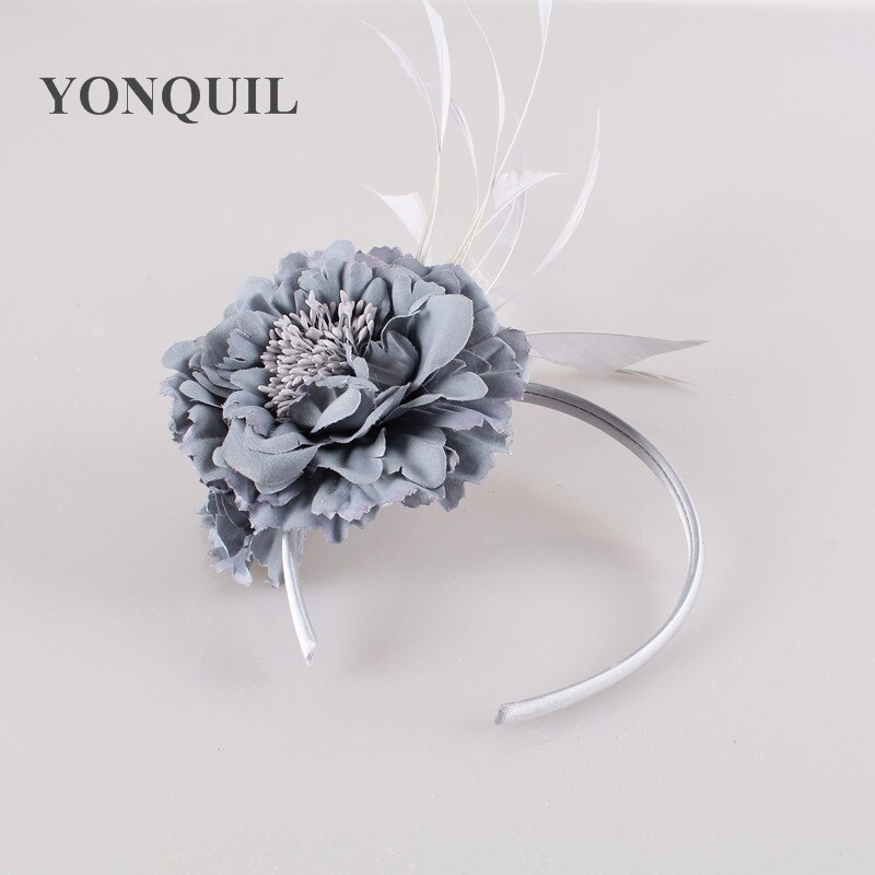 Vrouwen dames bloemen hoofdband bruid bruiloft haarband fascinators haaraccessoires fantasierijke veren hoofdtooi mesh huwelijk