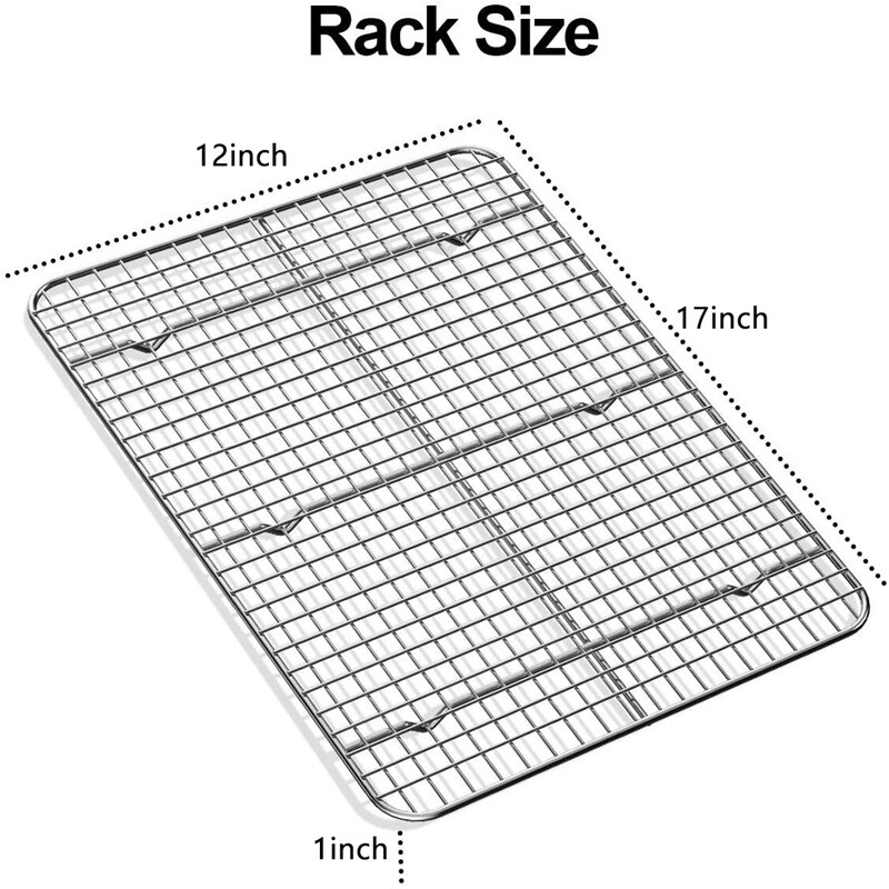 2 uds. Rejilla de alambre grueso de 304x12 pulgadas de rejilla para asado y refrigeración de acero inoxidable para hornear sartén y cocinar
