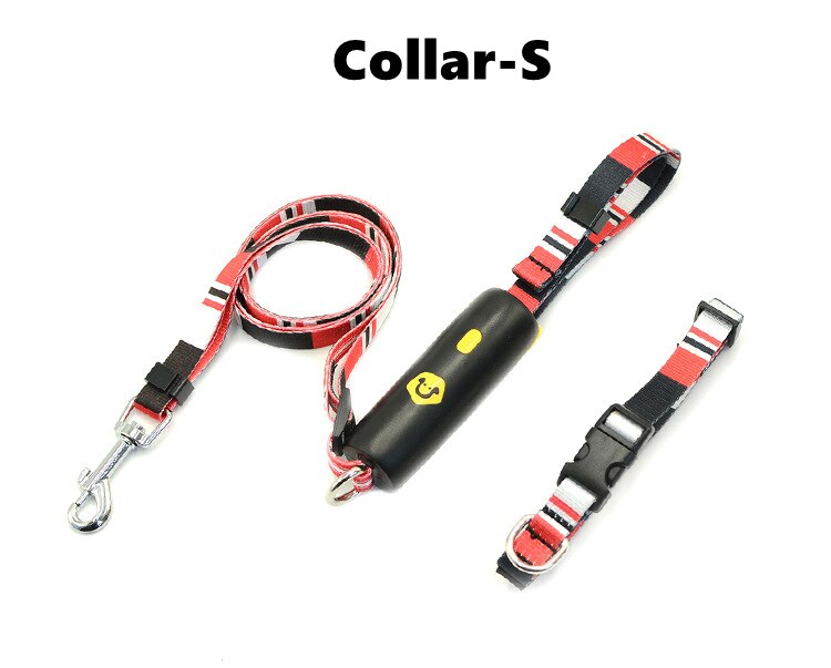 MEOWS Retractable Elastic Dog Leash Anti-Explosion Reflective Stripe Metal Clasp Comfortable Handle Easy Grip&amp;Lock Hands Free: Red Set Collar S