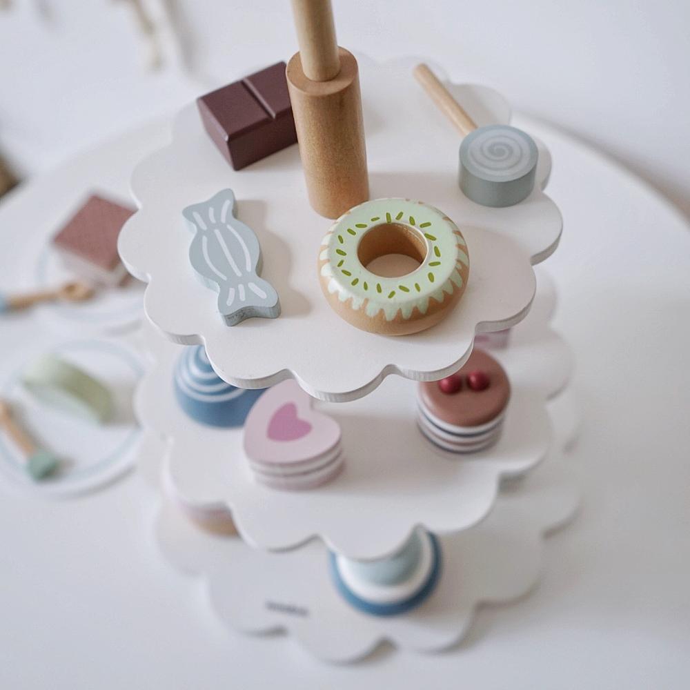 Simulazione in legno per bambini pomeriggio Tea Cake Set fai da te cucina finta gioca giocattoli educativi per l'apprendimento precoce per bambini regalo di capodanno