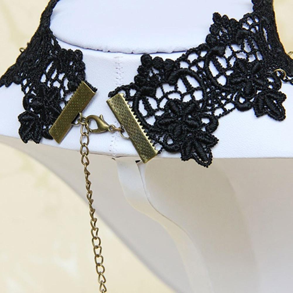 Gargantilla gótica victoriana para mujer, collar de encaje negro, mujer, chica, borla de cristal bohemio, gargantilla de encaje Sexy, joya de Halloween estilo Loli