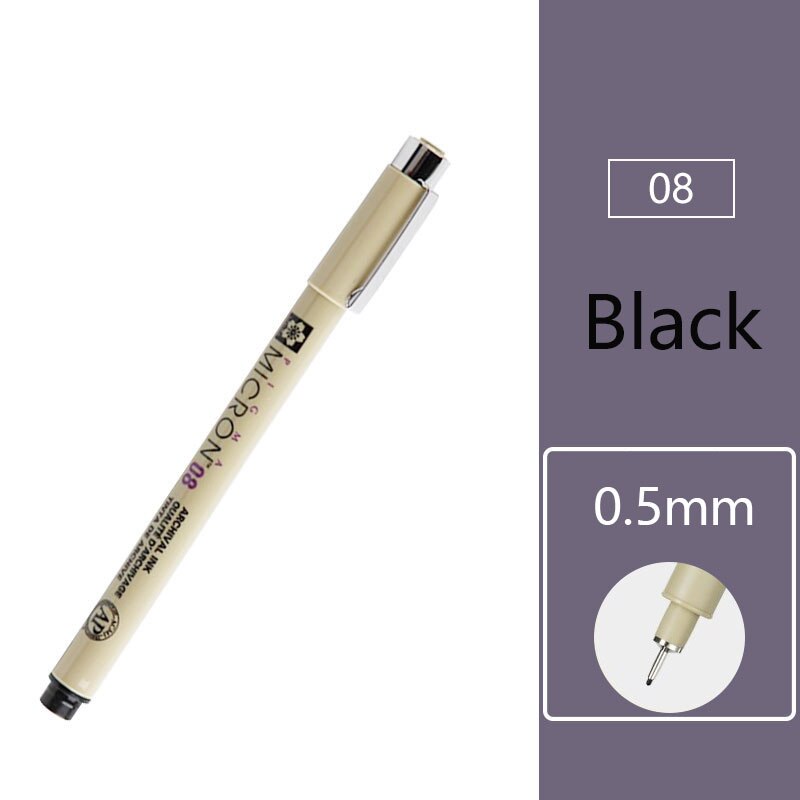 Waterproof Sketch Micron Comics Art Marker Pen Pigment Liner Water Based Drawing Handwriting School Office Japanese Stationery: 08
