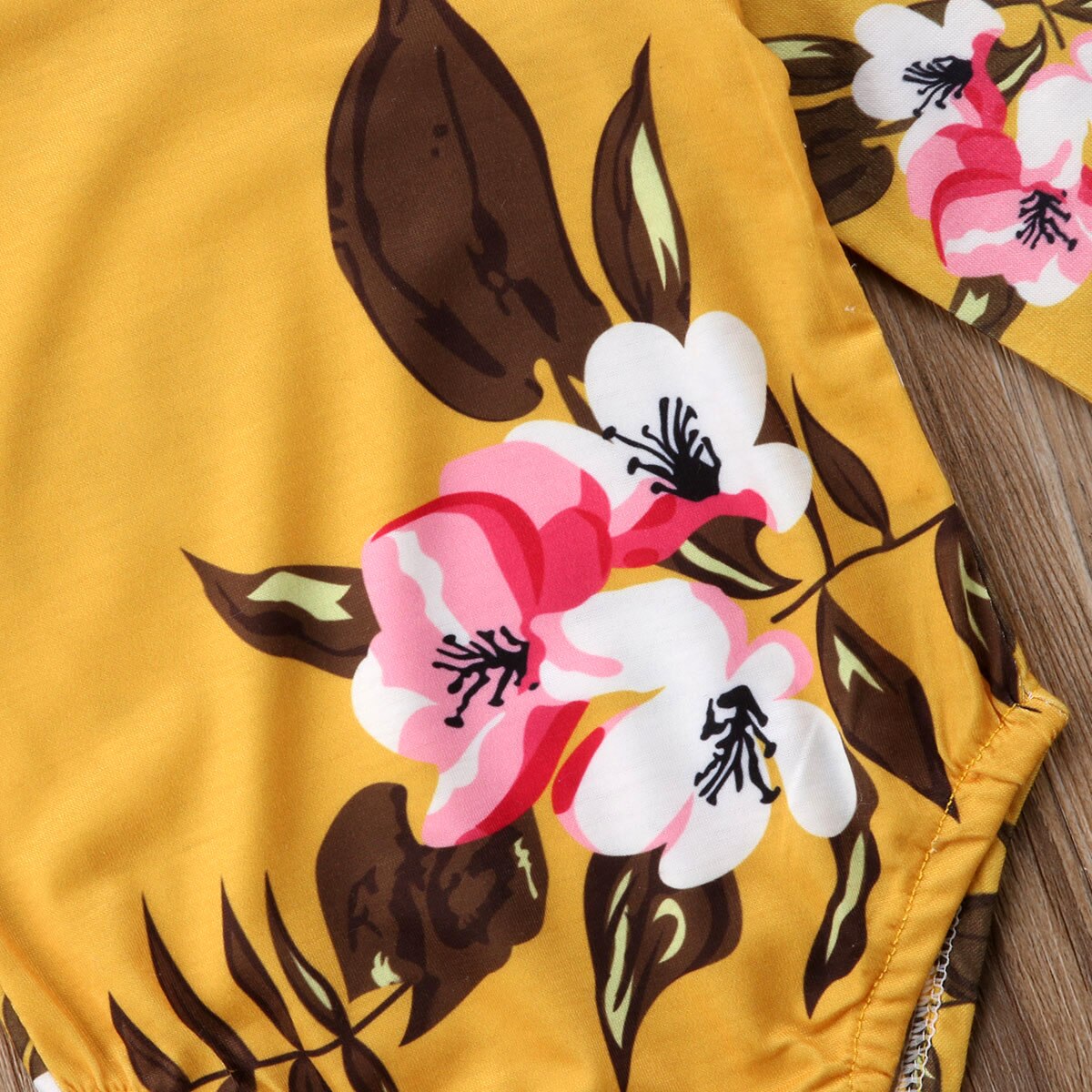 Bodysuits florales de manga larga para bebés y bebés recién nacidos + diadema trajes casuales 0-18 M