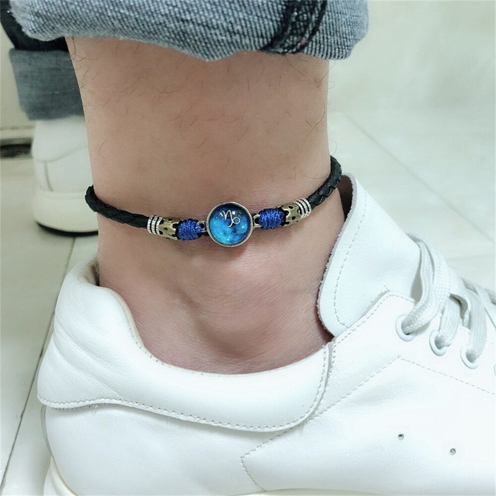 Twelve Constellation Anklets Jewelry Men Leg Bracelet Feet Accessories Male Ankle Bracelet enkelbandjes sieraden