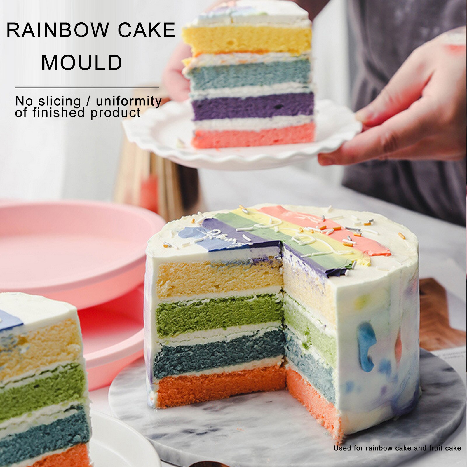 Unieke Slice-Gratis Gelaagde Cakevorm Bakplaat Cakevorm Accessoires Lade Chiffon Cakevorm Keuken Bakvormen Siliconen Mal