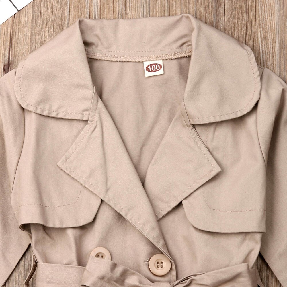 Children Girl Autumn Trench Coat Long Sleeve Outerwear Double Breasted Kids Girl Jacket