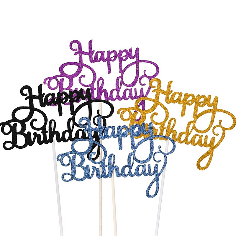 10pcs Gittler Happy Birthday Cake Topper Bling Sparkle Decoration Sign Happy Birthday Cake Topper Girl`s Birthday Dessert Decor