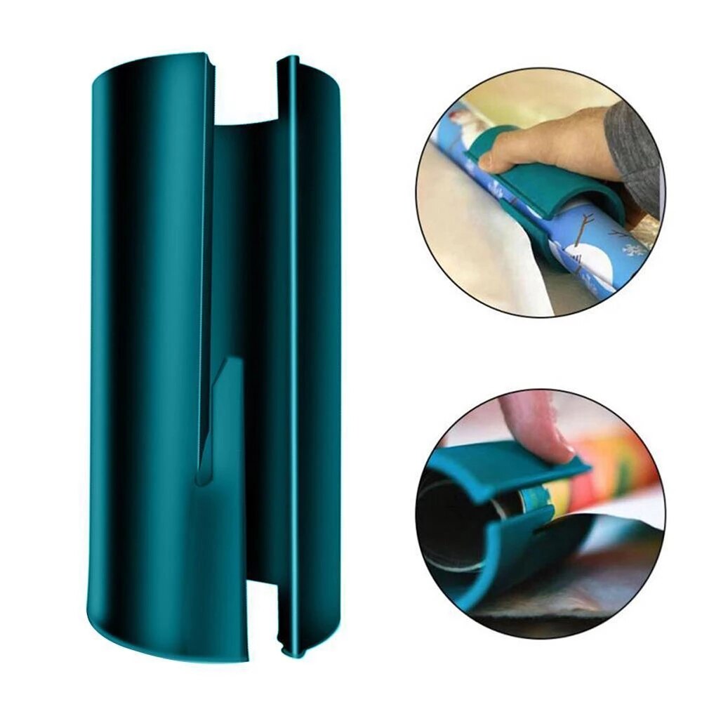 Christmas Sliding Wrapping Wrap Paper Cutter Tool Elf Little Slide Rolled Kraft Paper Cutting Device DIY Packing: Green