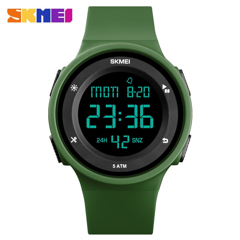 Skmei Mode Mannen Sport Horloges Led Digitale Kalender Stopwatch Klok Horloge 5Bar Waterdicht Horloge Relogio Masculino 1445: Green
