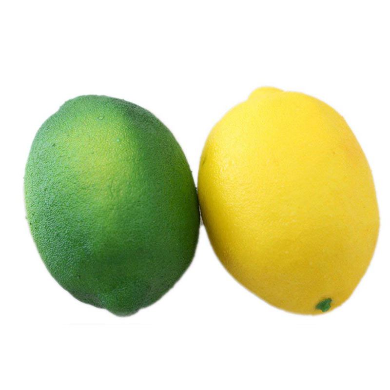 Paquete de 8 limas artificiales para limones falsos, frutas para relleno de jarrones, decoración de de cocina para el hogar, amarillo y verde