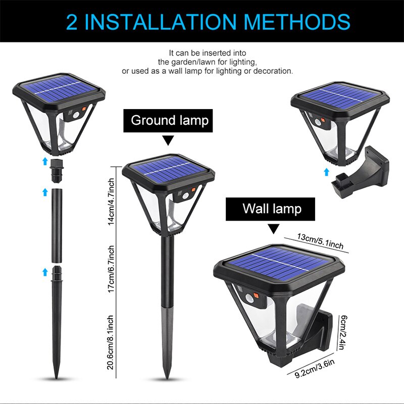 LED Solar Light Outdoor Solar Lamp with Motion Sensor IP65 Waterproof Solar Powered Sunlight Spotlights for Garden Decoration