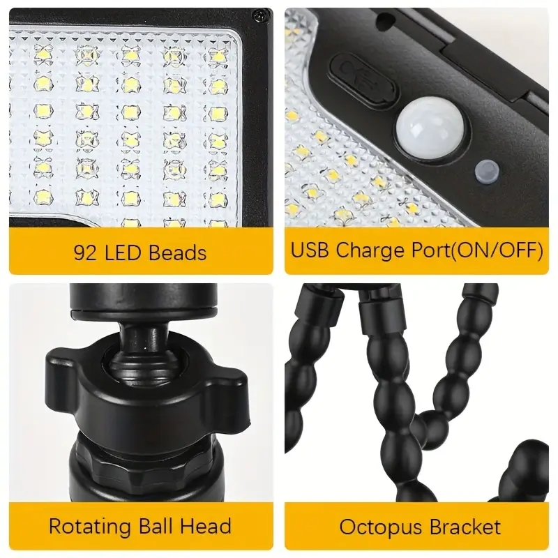 Solar Wall Light Solar Powered Flood Light Auto On/Off Motion Sensor Outside Yard Lamp Security Porch Light for Garden Yard Path
