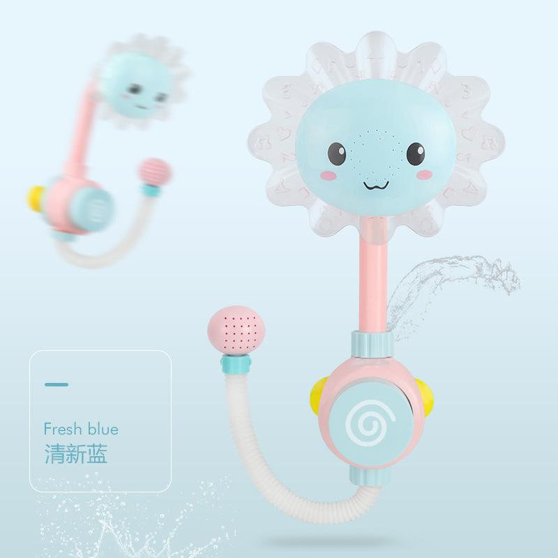 Baby Zonnebloem Bad Speelgoed Bad Douches Baden Tuiten Sukkels Vouwen Spray Kraan Play Badkamer Zon Bloem Water Speelgoed: 1pcs blue