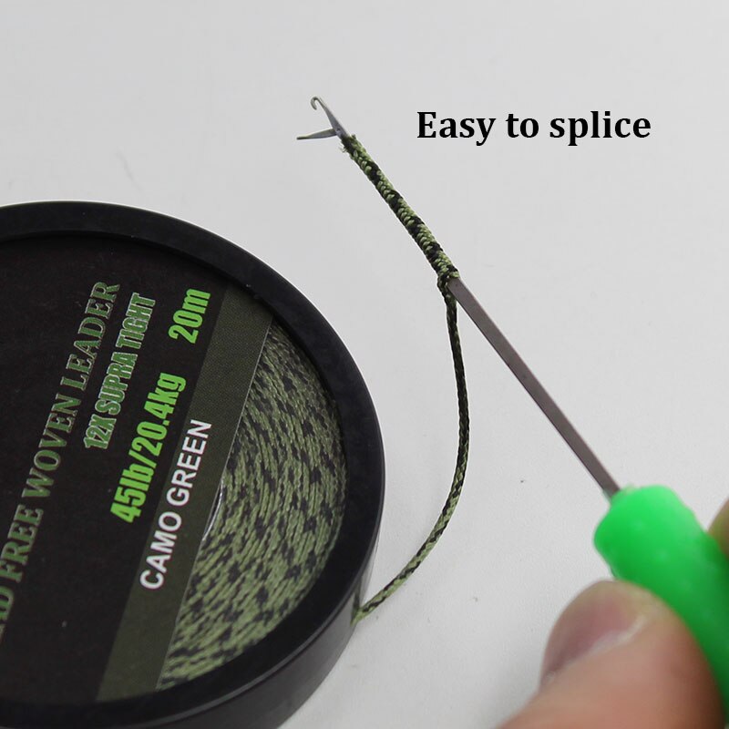 20m carpa linha de pesca sem chumbo linha líder carpa equipamentos de cabelo 12 strand trança linha para carpa grossa acessórios pesca fim equipamento