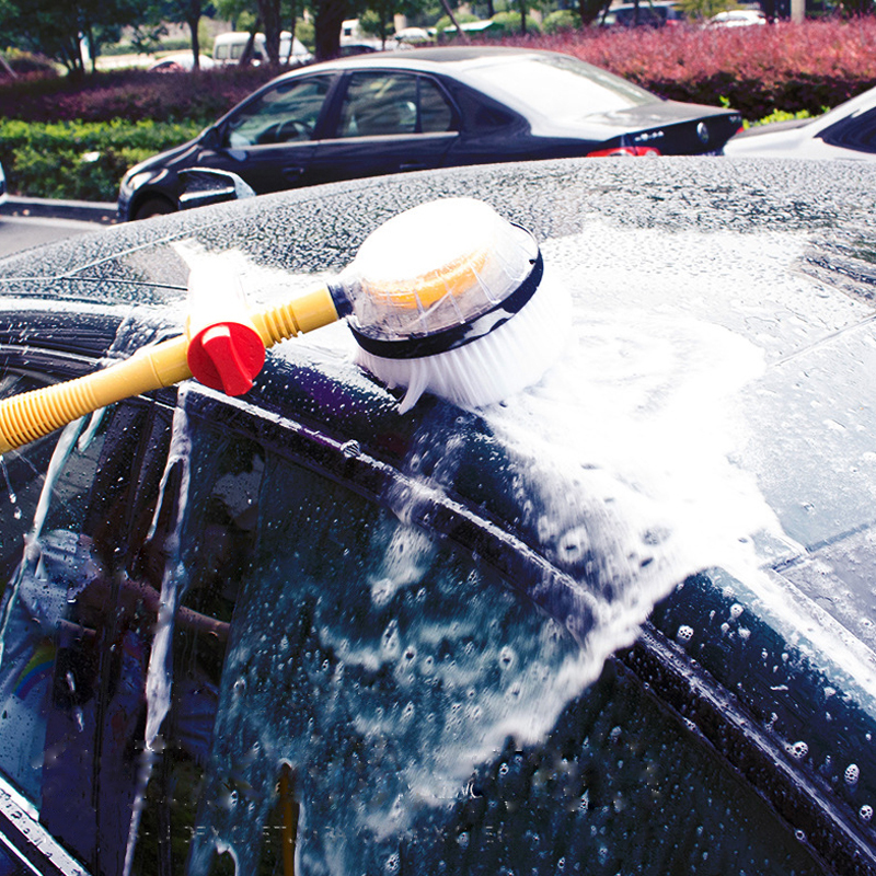 Cepillo de limpieza de coche, cepillo de espuma para lavado de coches, fregona de limpieza con mango largo giratorio automático, herramientas de limpieza de escoba, accesorios para automóviles
