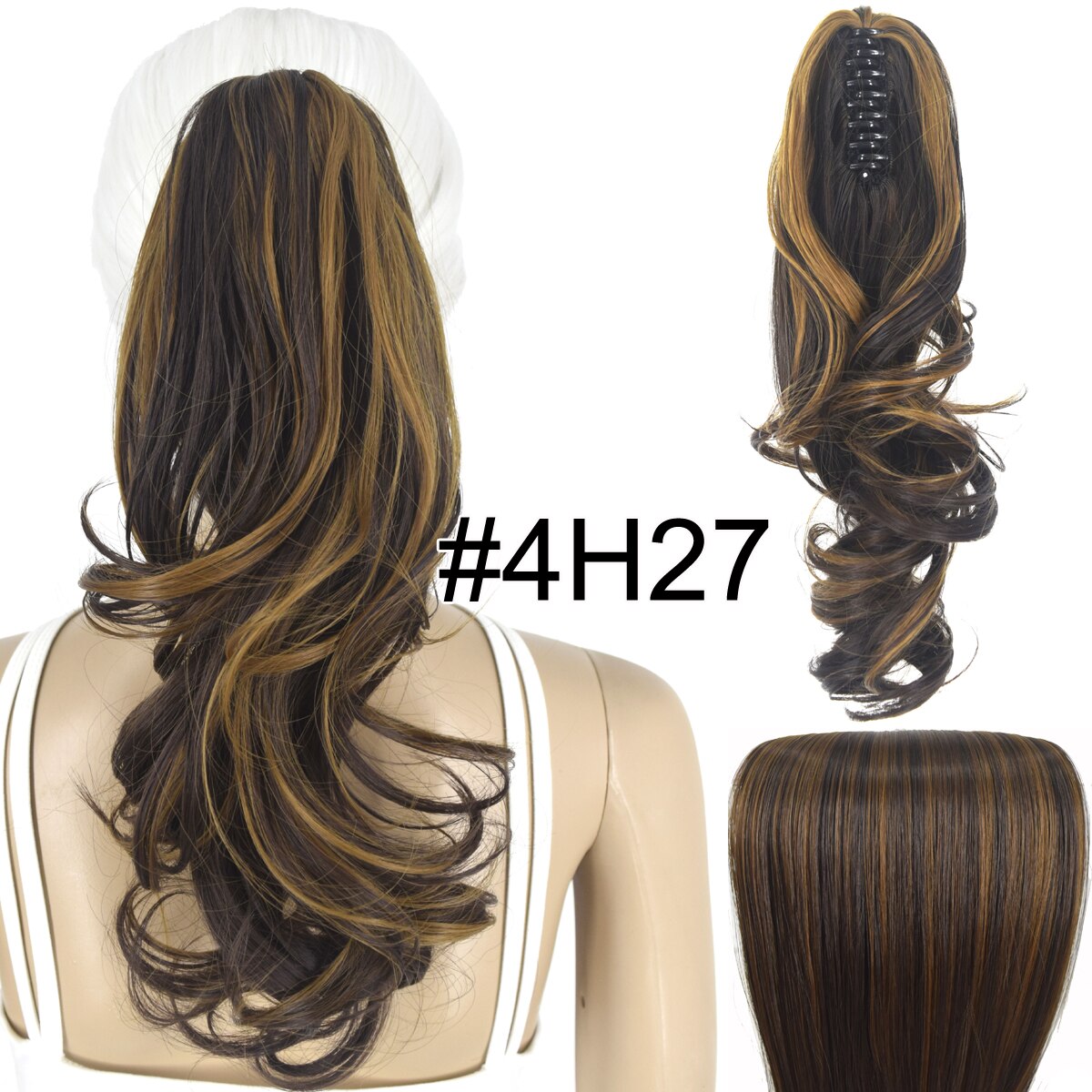 Topreety Hittebestendige Synthetische Haar 90gr 14 "35 Cm Golvend Claw Clip In/Op Paardenstaart Hair Extensions CP-222: T1B/Rood