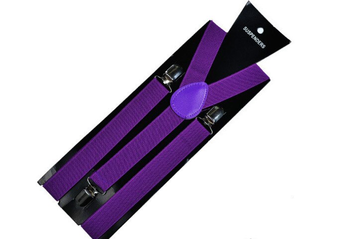 Adjustable Elasticated Adult Suspender Straps Unisex Women Men Y Shape Elastic Clip-on Suspenders 3 Clip Pants Braces: Purple