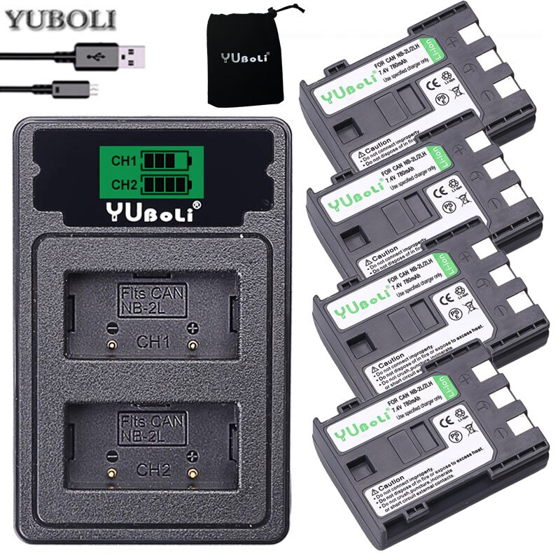 5x NB-2L baterías NB-2LH NB-2L NB2L NB 2L E160814 batería para CANON cámara 350D 400D G7 G9 S30 S40 z1 + LCD cargador: charger and 4battery