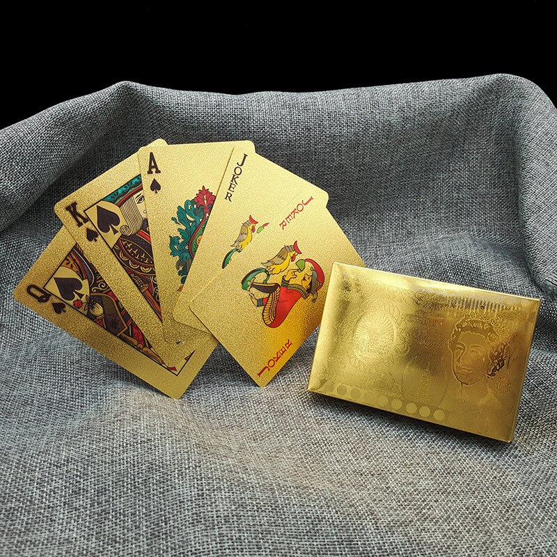 Heißer Spielkarten Mit 24K Gold Blatt Dollar Volle Deck Poker Spiel einstellen Kunststoff Magie Karte Wasserdichte Karten baralho Spiel: GBP Gold