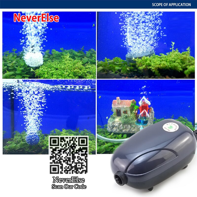 Aquarium Air Pump Compressor Aerator Single/Double Outlet + Accessories Air Bubble Stone Tube 3W/5W Fish Tank Pond Oxygen Pump