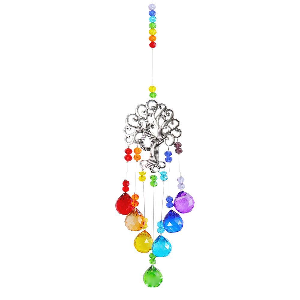 Hanging Crystal Dream Catcher Rainbow Prism, Crystal Wind Chimes Tree Of Life Garden Decoration Colibri Decoration Garden Bell