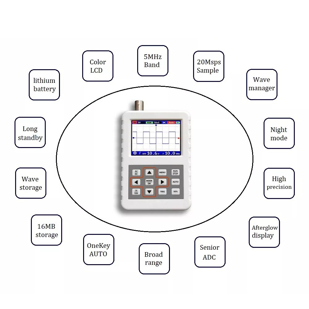 Digital Oscilloscope DIY Mini Oscilloscope With 1 Button Auto Measured Waveform Can Be Displayed Without Complicated Adjustment