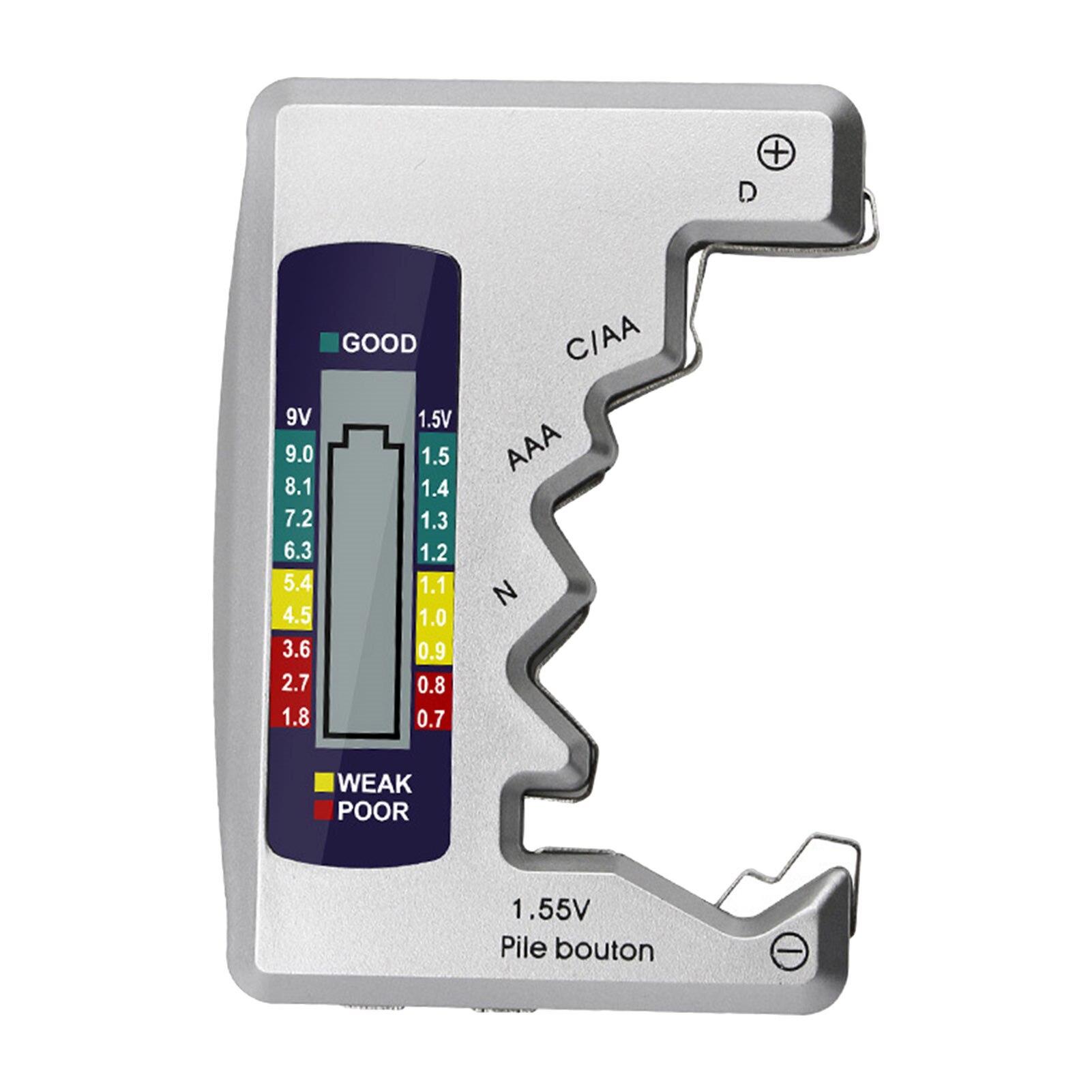 Battery Tester LCD Screen Battery Voltage Measuring Device High Compatibility Test Range Quick Results Compact Features: Green