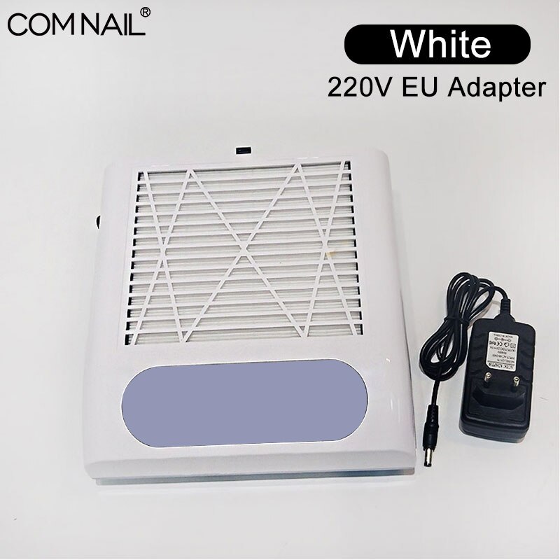 80W Strong Power Nail Dust Collector Nail Fan Art Salon Equipment Suction Dust Collector Machine Vacuum Cleaner Fan EU/US Plugs: White  EU plug