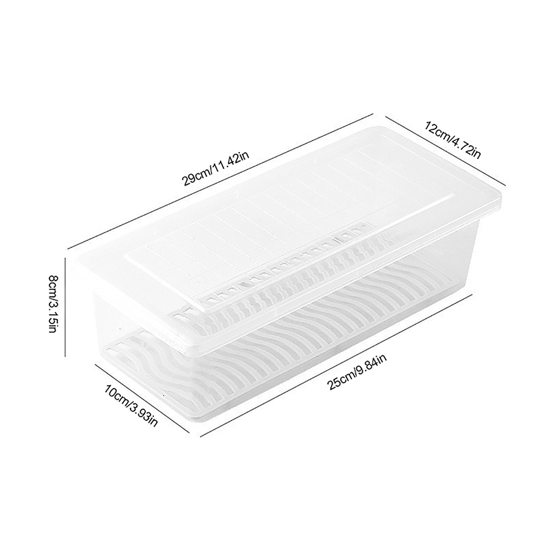 Opbevaringsboks til mad, frisk mad, beholdere, køkken, køleskab, organizer, aftagelig afløbsplade, bakke til opbevaring af frugt, grøntsager, kød, fisk: Lysegrøn