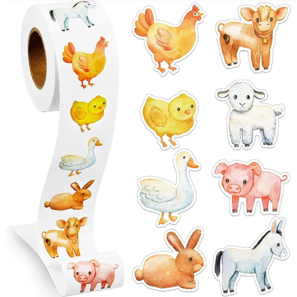 500 Stuks Cartoon Dieren Stickers Heterotypische Afdichting Label Voor Kinderen Leraar Beloning Moedigen Afdichting Label Briefpapier Sticker: green