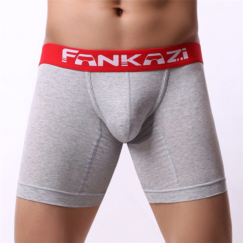 Long Boxers Men&#39;s Boxer for Men Cotton Soft Breathable Mens Underwear Men Boxershorts Male U-convex Panties: Gray / M