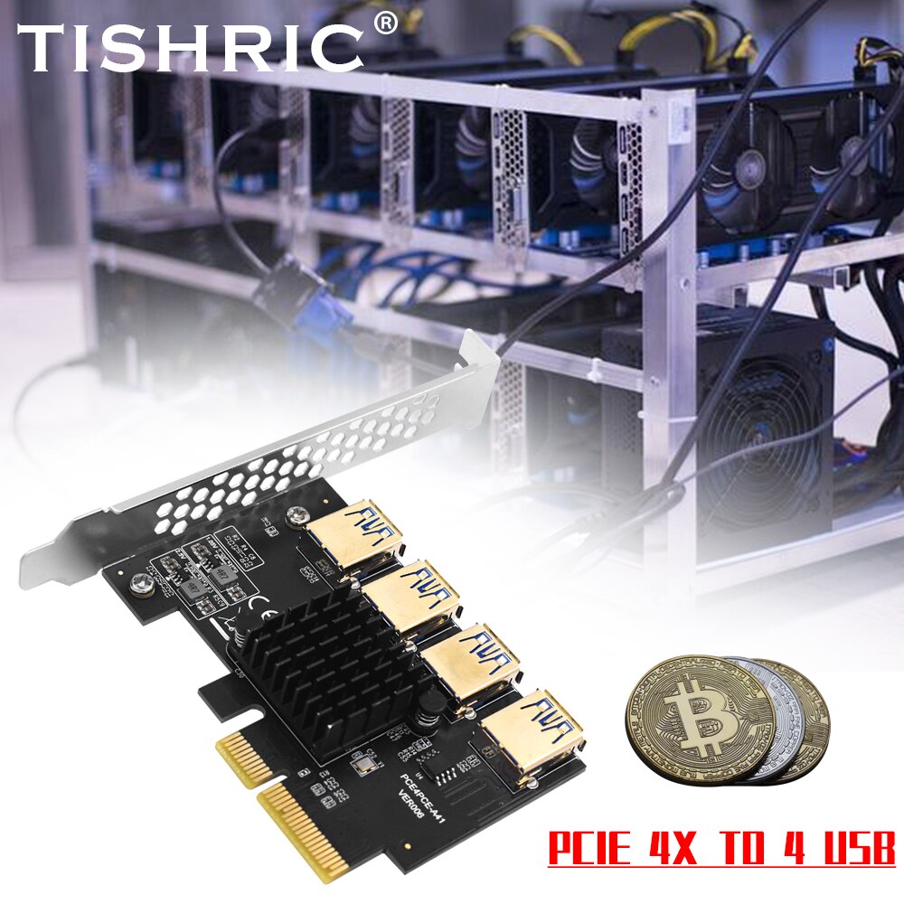 TISHRIC Mining Connectors PCIE Riser 009S/010/010X/011 PCI Express Multiplier PCIE 1 to 4 Riser Expansion Card Add on Cards