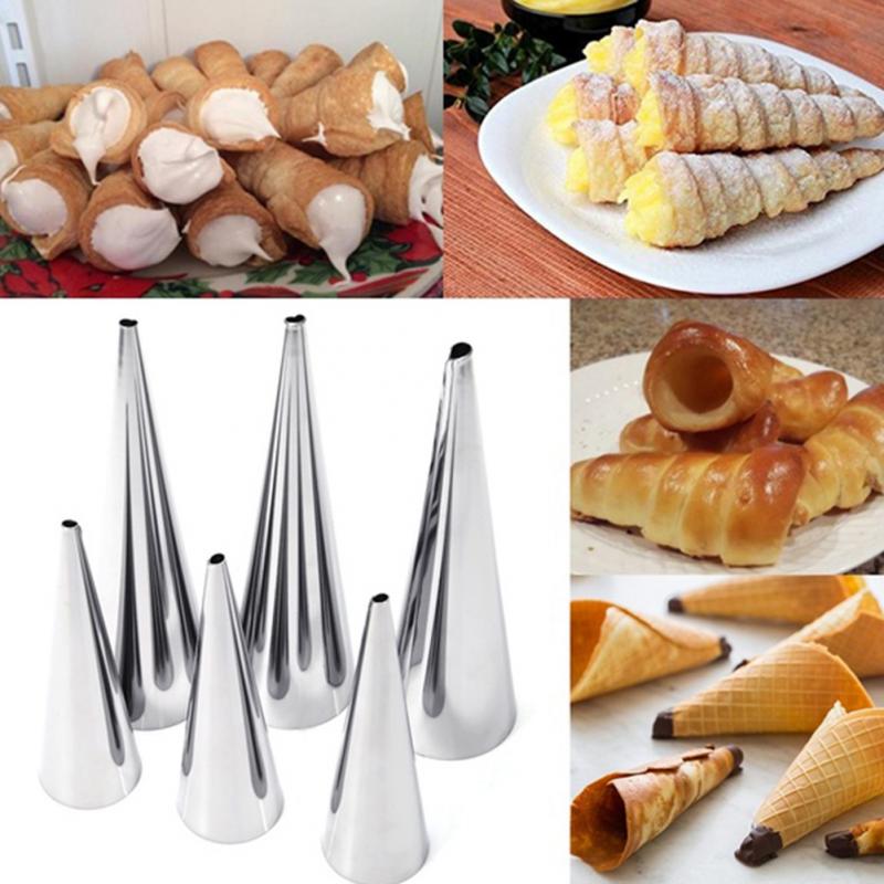 Bakken Levert 5 Pcs Diy Bakken Kegels Roestvrij Stalen Spiraal Gebakken Croissants Buizen Hoorn Pastry Roll Cakevorm Bakvormen