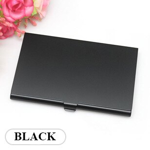 Kleurrijke roestvrijstalen kaarthouder, creditcardhouder van metaal, visitekaartjesdoos van zilverkleurig aluminium, visitekaartjesdoos van metaal: Zwart