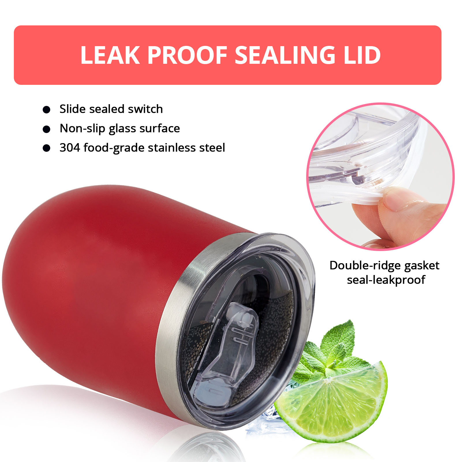 Roestvrijstalen Wijnbekers, 12Oz Geïsoleerde Wijnbeker, Roestvrijstalen Steelloze Wijnbekers Met Deksels Voor Koffie, Wijn