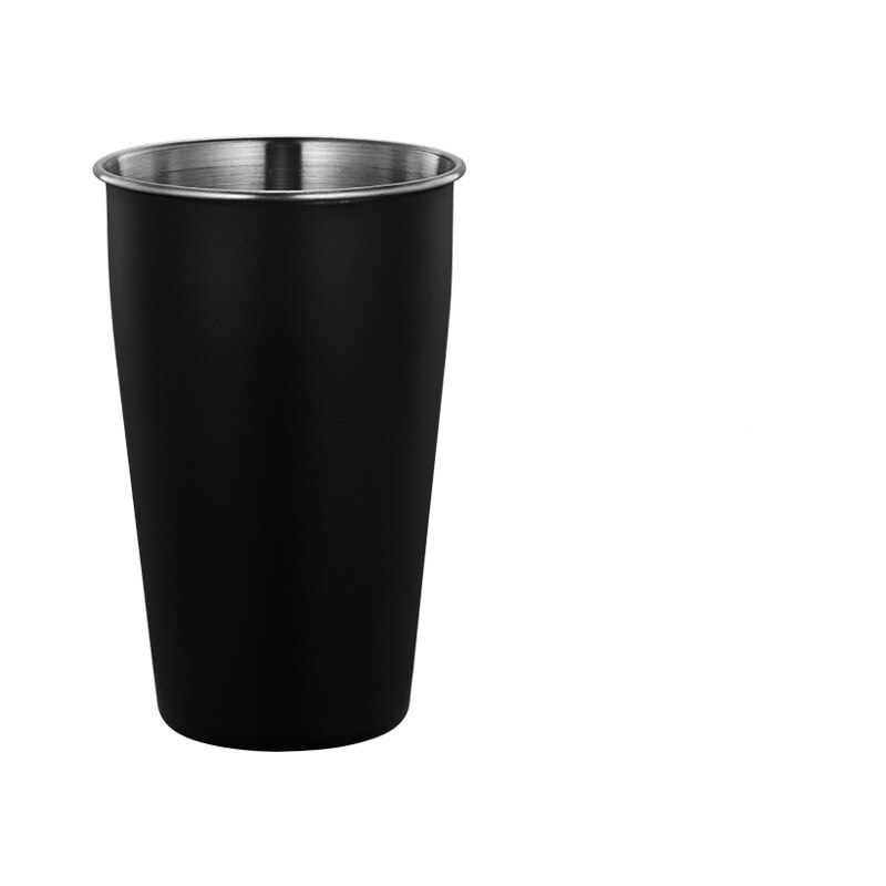 Taza de agua de acero inoxidable 350 gruesa de 500/304 ml, taza de jugo de bebida fría para el hogar, taza de cerveza portátil para el coche al aire libre: Black / 500ml