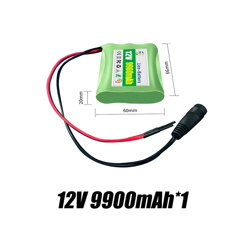 3s1p-Batterien 18650 wiederaufladbarer Akku 12 V 9900 mAh 18650 Lithium-Ionen DC 12,6 V Super-Ersatzakku + 12 V 1 A Ladegerät: green