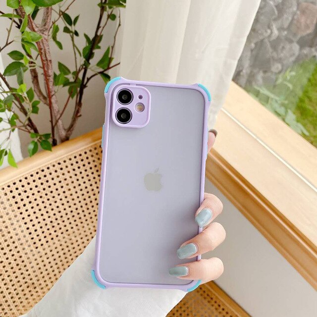 Schokbestendig Eenvoudige Matte Transparant Back Snoep Kleuren Telefoon Case Voor Xiaomi Redmi Note 9T 7 K20 Pro Anti-fall Zachte Siliconen Case: Redmi  Note 7 Pro / Purple