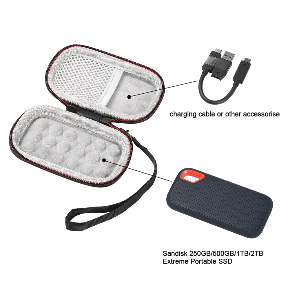 Hard Case For Sandisk 250GB/500GB/1TB/2TB Extreme Portable SSD SDSSDE60 Carrying
