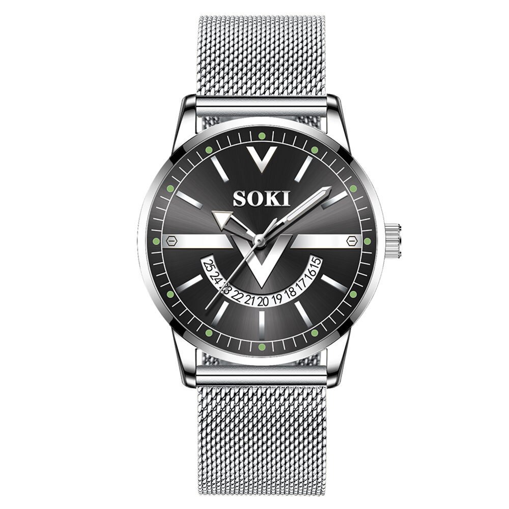 SOKI-Relojes de pulsera para hombre, de cuarzo, azul, deportivo, resistente al agua, cronógrafo Masculino