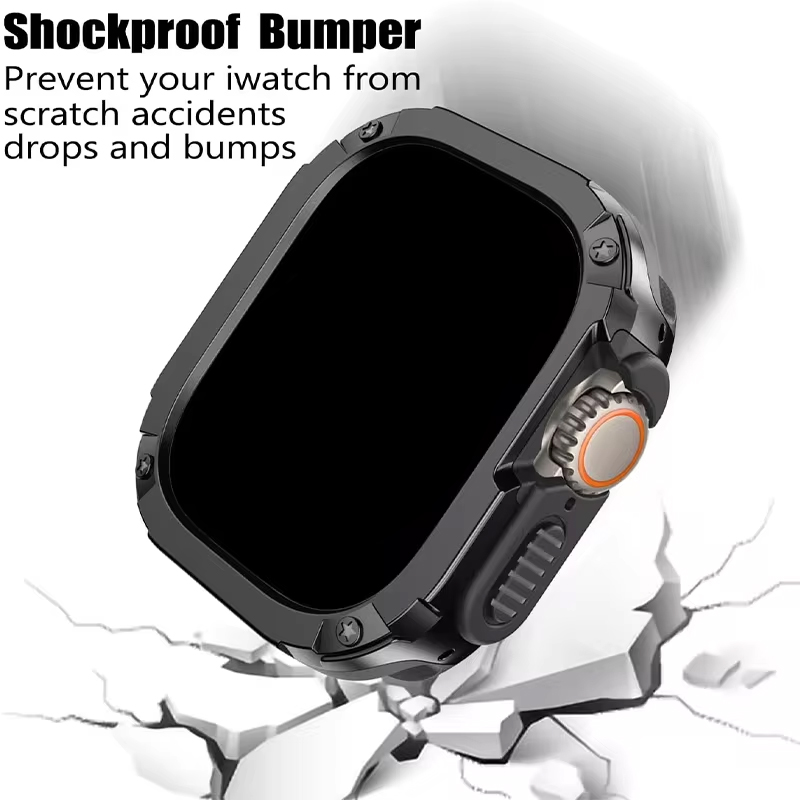 2 In 1 Hoesje Voor Apple Watch Cover 38 42Mm 49Mm 41Mm 45Mm 40Mm 44Mm Schokbestendig Beschermer Bumper Case Voor Iwatch Ultra 9 8 7 6 5 4