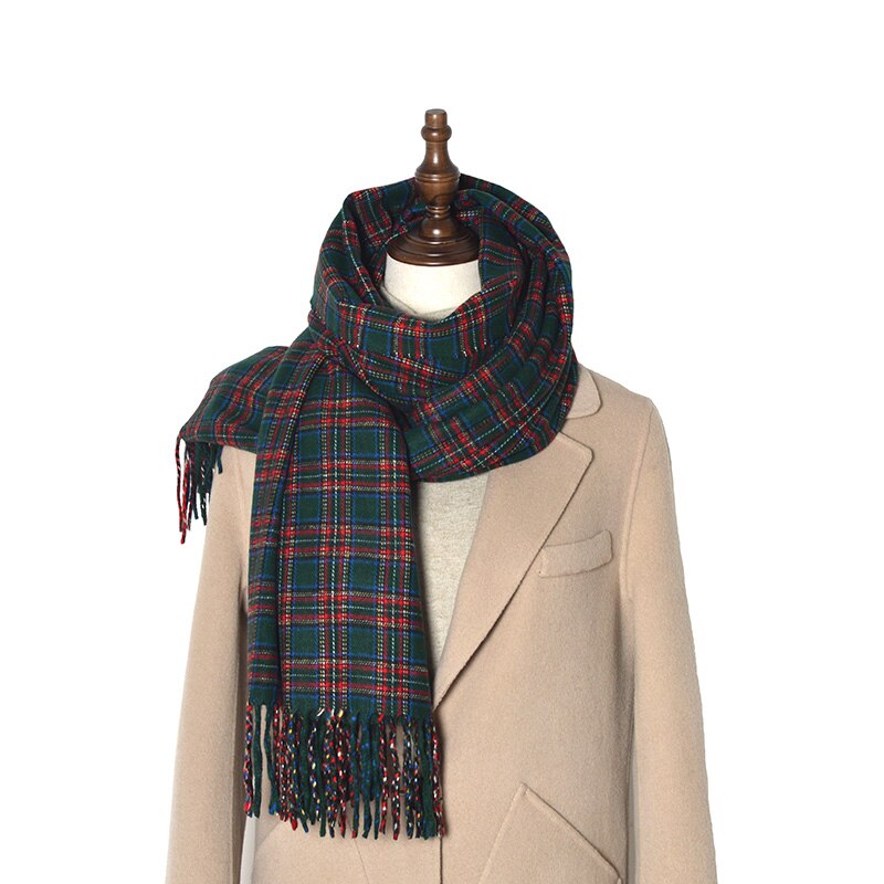 Bufanda de clásica para hombre y mujer, pañuelo de invierno a cuadros escoceses, cálido, informal, a la , de imitación de Cachemira, novedad de