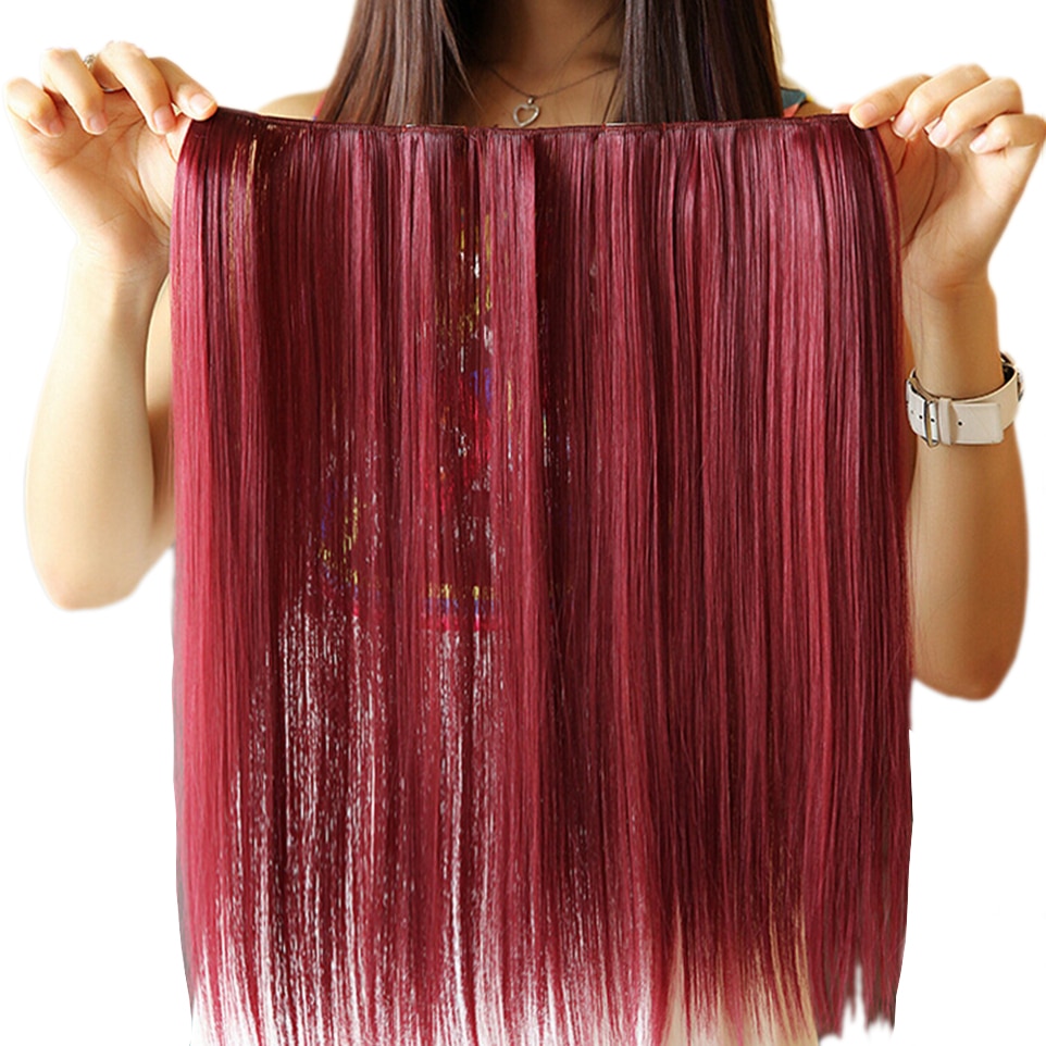 Soowee 42 cm Synthetische Rood Wit Haar Straight Clip In Hair Extensions Cosplay Haarstukje Party Haar voor Vrouwen
