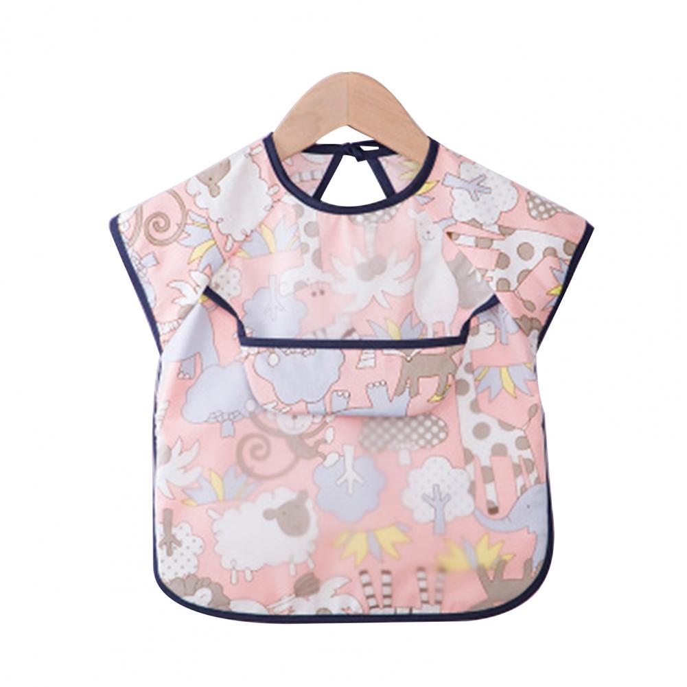 Babero de alimentación de manga corta impermeable para bebé, delantal de ropa protectora con bolsillo,